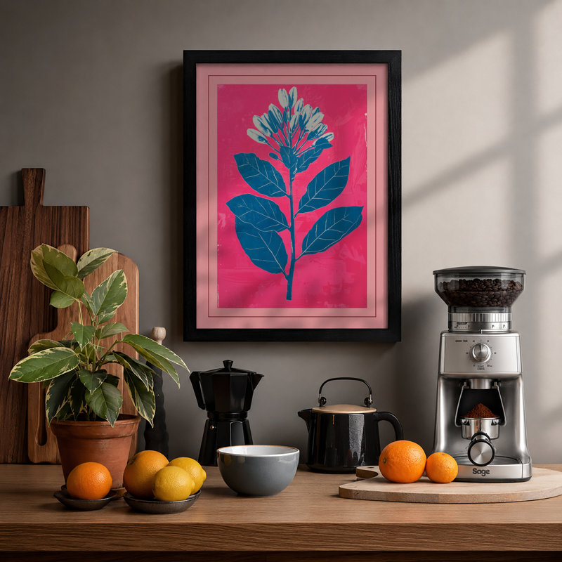 Stylized Stem And Bloom Botanical - Print, Black, A4 - 29.7 x 21.0 cm
