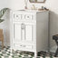Meuble-lavabo de 24 po avec lavabo en céramique, armoire de rangement en bois massif avec portes à fermeture douce, style rétro, blanc