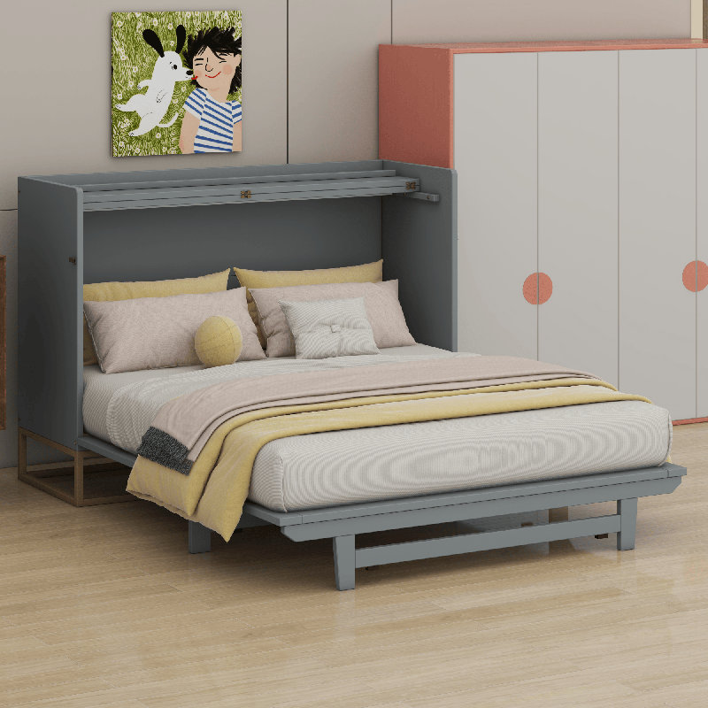 Lit escamotable avec pieds en fer, Gris
