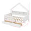 Lit de jour double avec tablettes et tiroirs de rangement, DEL, garde-corps-657443694