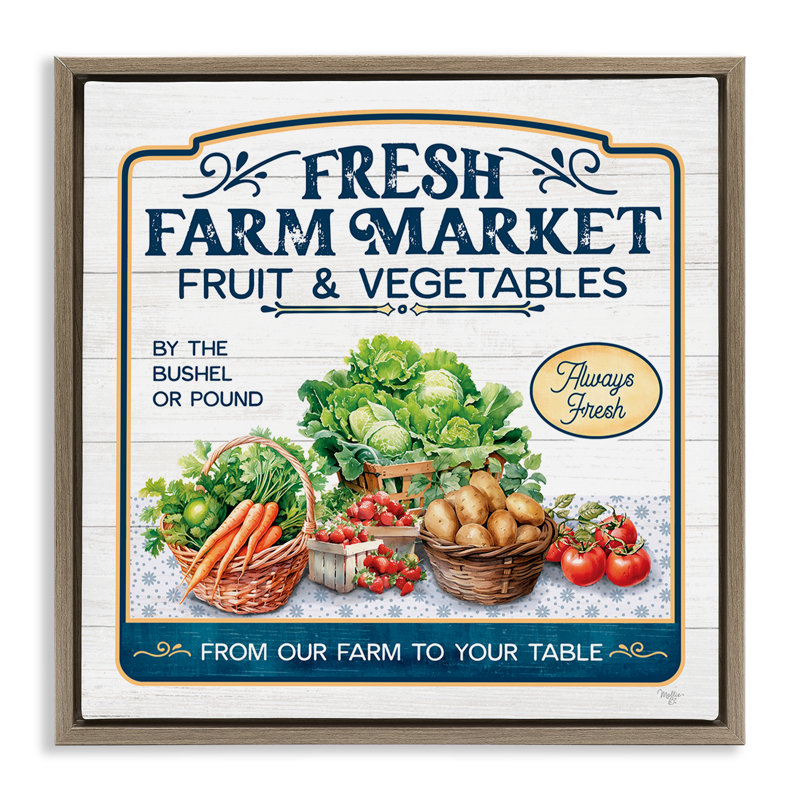 "Fresh Farm Market", art mural encadré par Mollie B., Cadre flottant orme Montalcino, H 25 po x l 25 po