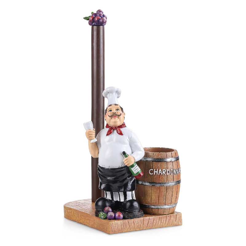 Chef Paper Towel Holder with Wine Barrel