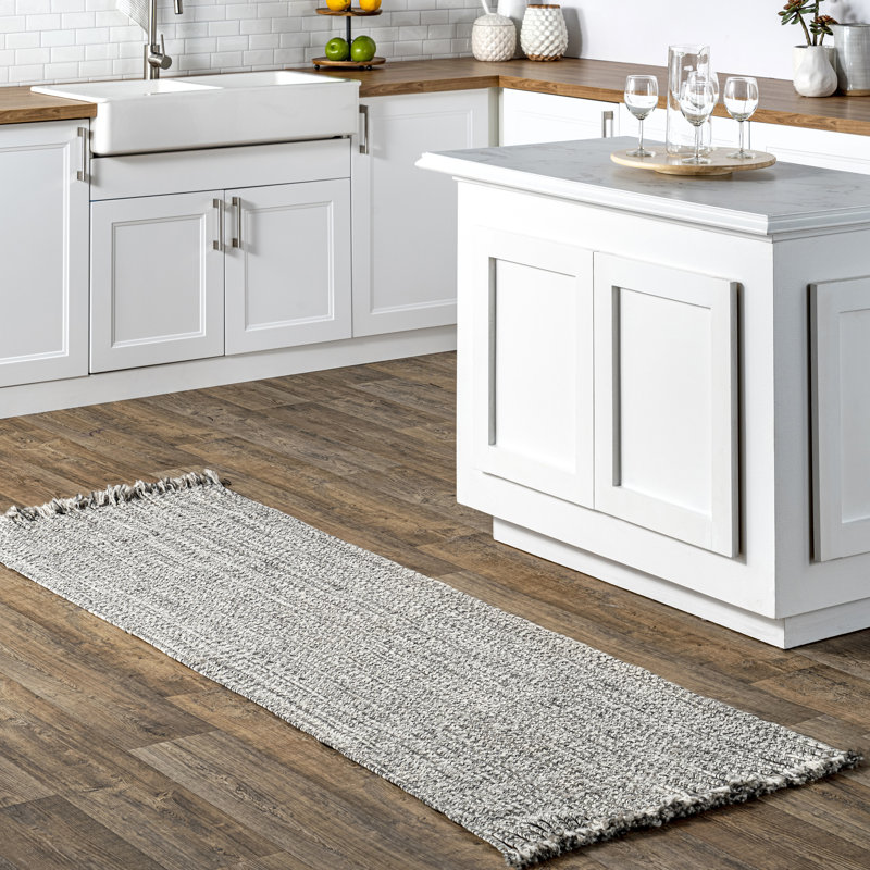 Tapis intérieur / extérieur gris Shelva, Tapis de couloir 2 pi 6 po x 10 pi