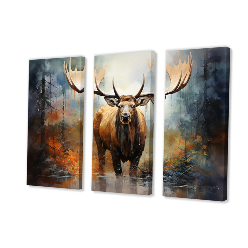 «Canada Majestic Moose II» sur toile, reproduction de 3 pièces, H 40 po x l 60 po x P 1 po