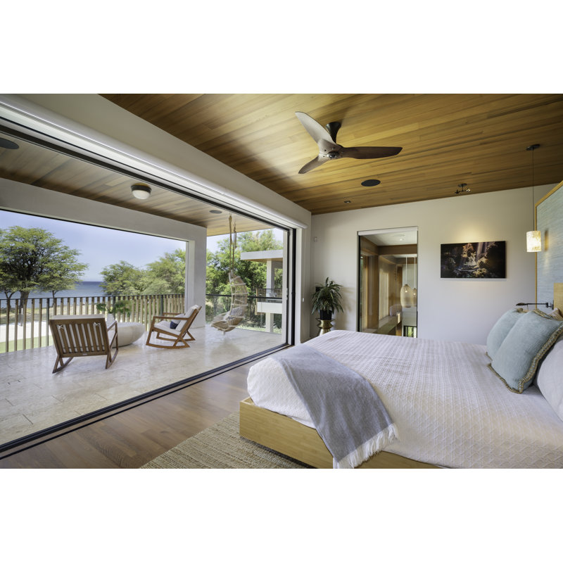 Haiku Smart Flush Mount Ceiling Fan, Oil Rubbed Bronze with Cocoa Bamboo Blades, 60 inches