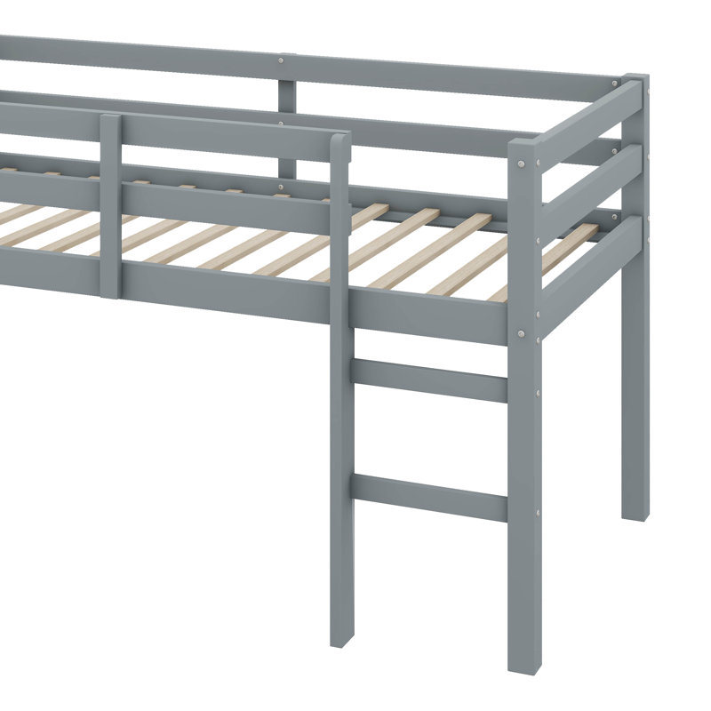 Twin Elevated Loft Bed Comes With Ladder, Gray