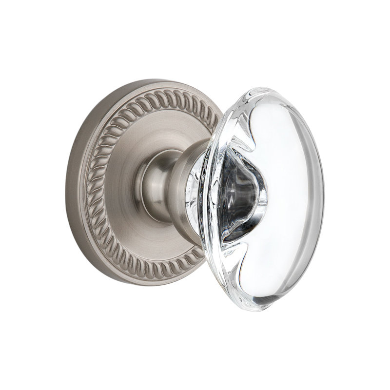 Grandeur Newport Rosette Double Dummy with Provence Crystal Door Knob, Satin Nickel