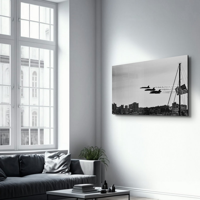 Decorative Tempered Glass Painting, 13.8" H X 21.7" W X 2" D