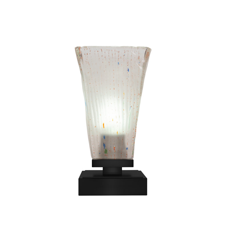 Lampe d'appoint avec verre 5 po Lannah, Noir mat, Beige