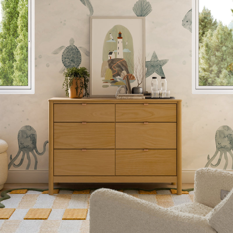 Bondi 6 Drawer Double Dresser, Honey