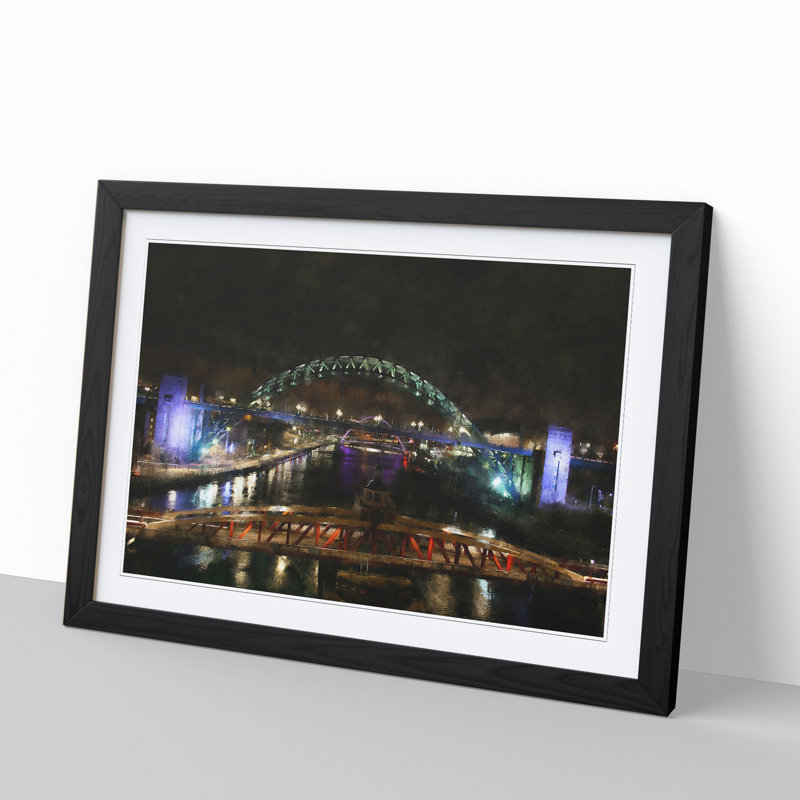 Tyne Bridge in Newcastle - Picture Frame Painting, Black Framed, 36cm H x 48cm W x 2cm D