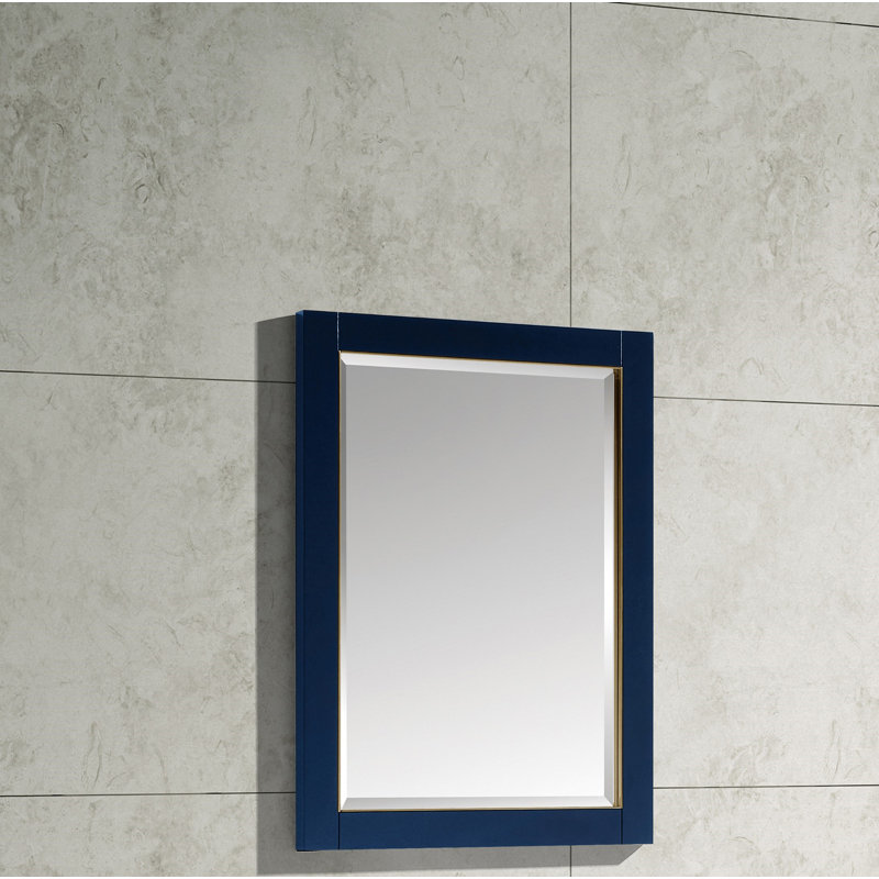 Miroir de salle de bain Donahue, Bleu marine/doré, H 32 po x l 24 po