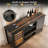70" Wine Bar Cabinet with Fluted Texture, Modern Coffee Cabinet with Wine Rack&Glass Holder, White Kitchen Buffet Sideboard, Freestanding Liquor Cabinet for Dining Room Living Room-188930692