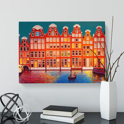 Modern Amsterdam Canal - Wrapped Canvas