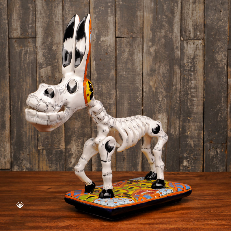 Sculpture d'âne Dia De Muertos, H 16 po x l 7 po x P 15 po