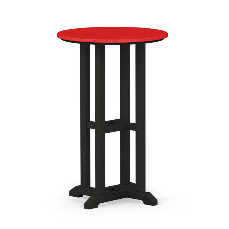 Table de salle à manger POLYWOOD Tables, 29" H x 24" W x 24" L, Noir / Rouge coucher de soleil