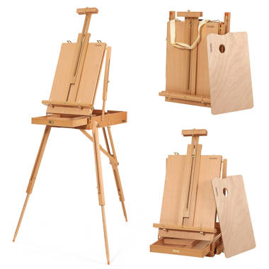 VISWIN French Easel, Hold Canvas Up to 34, Beech Wood Adulstable Foldable Studio & Field Sketchbox Easel with Drawer, Palette, Level Instrument & Sca
