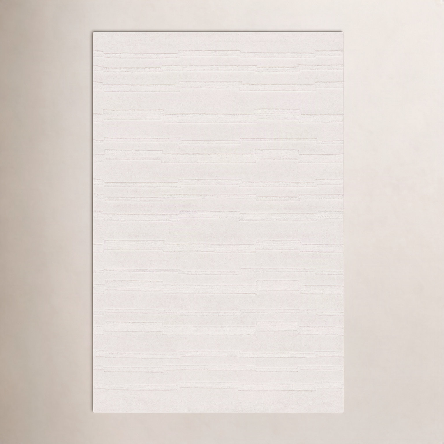 Elona Ivory Hand-Tufted Geometric Wool Rug, Rectangle 5' x 8'