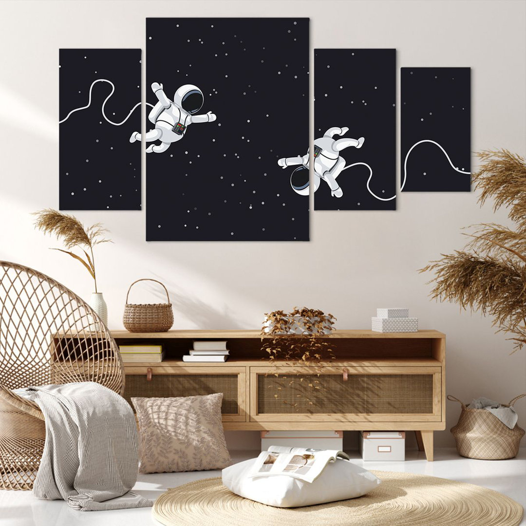 4-tlg. Leinwandbilder-Set Cartoon Astronauts Cosmos