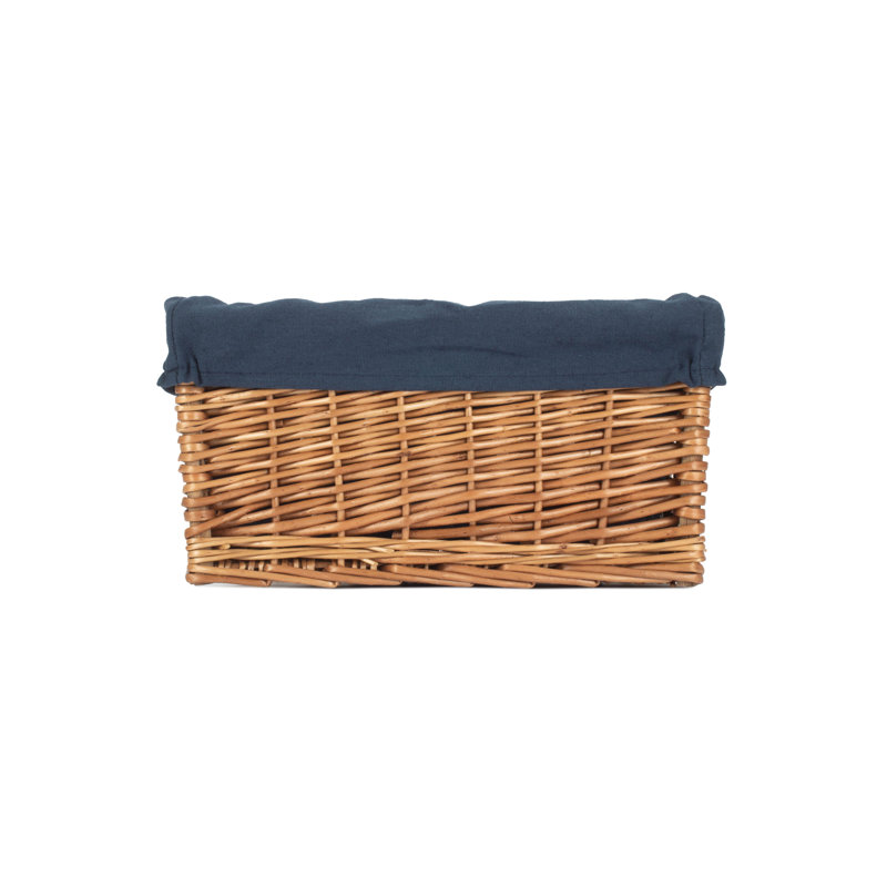 Wicker Double Steamed Storage Basket with Lining, 17cm H x 33cm W x 20cm D