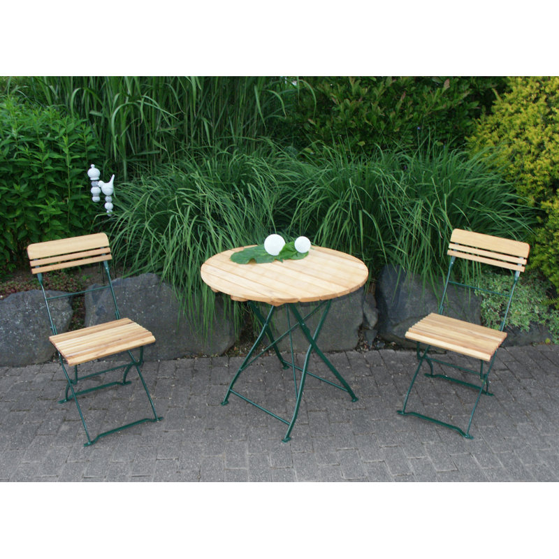 München 2 - Person Patio Dining Set with Round Table, Green