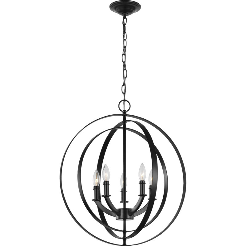 Luminaire suspendu sphère 5 lumières Morganti, Noir