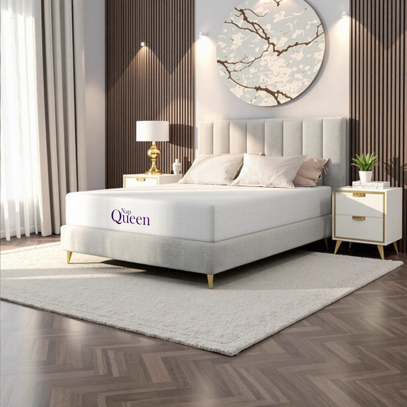 Matelas en mousse à mémoire de forme de 12 pouces NapQueen avec infusion de charbon, fermeté moyenne, blanc - idéal pour ceux qui dorment sur le ventre