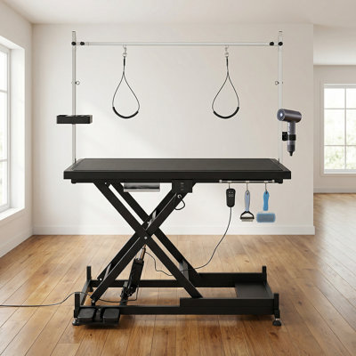 Table de toilettage électrique robuste pour animaux de compagnie - X-Lift réglable professionnel, supporte les grands animaux de compagnie jusqu'à 330 lb