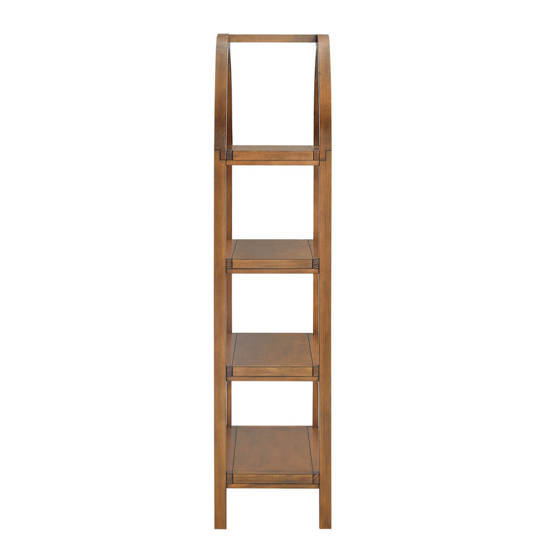 Vexley Tall Narrow Arched Bookshelf, Walnut, (4 Shelves) 60"H x 30"W x 14.1"D