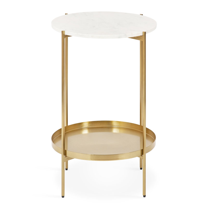 Veta Side Table 17" Diameter, Gold