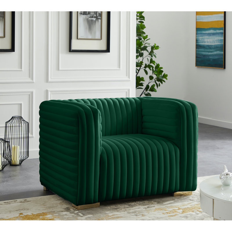 Fareid Velvet Armchair, Green Velvet
