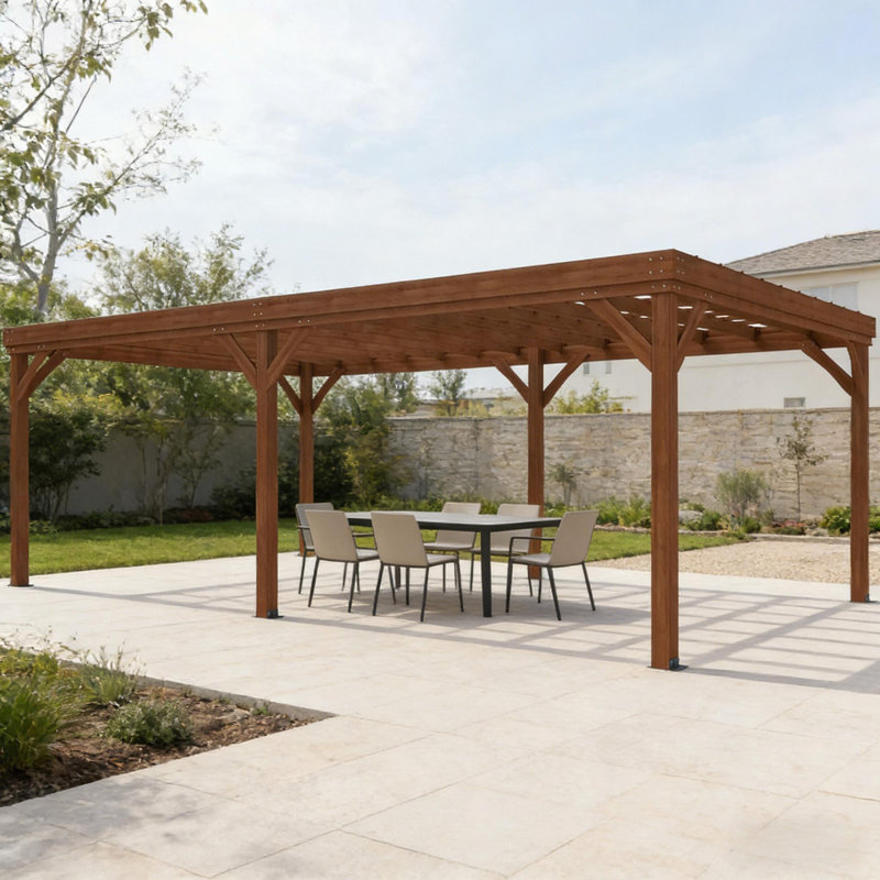 Pergola en bois pour jardin, 19.98 (ft.) x 11.97 (ft.), Matte Black