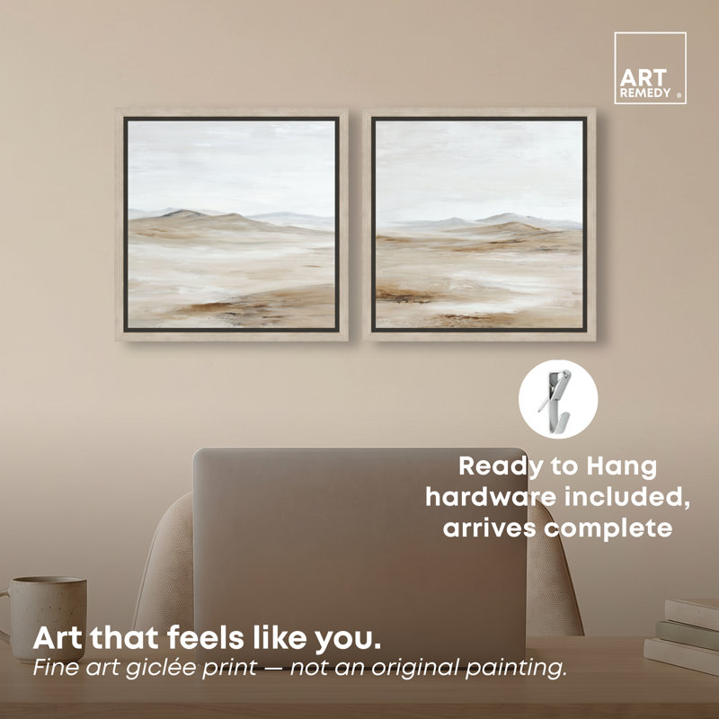 «Free Hills Duo», ensemble de décorations murales Boho par Art Remedy, cadre en chêne naturel, 12 x 12, H 13 po x l 13 po