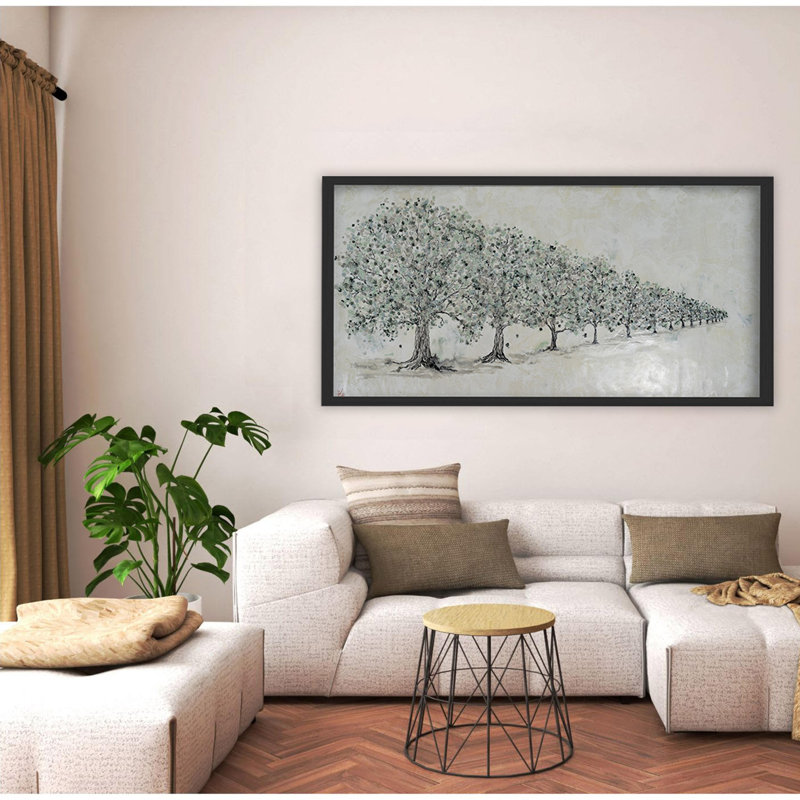 "Renewal in Bloom", art mural sur toile, H 12 po x l 24 po, Cadre flottant noir