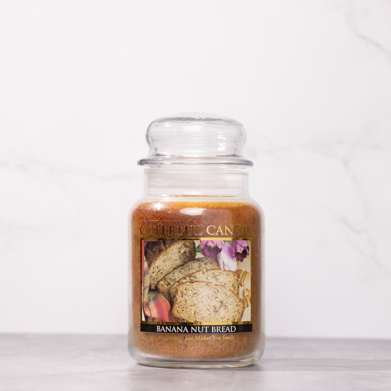 Banana Nut Bread Scented Glass Jar Candle with Lid, 24oz
