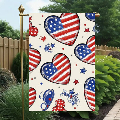 Drapeau décoratif à rayures recto-verso crème du 4 juillet, 4 po x 18 po