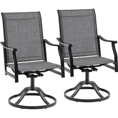 Outdoor Dining Chairs Set of 2, 360° Swivel Patio Dining Chairs with Textilene Fabric, All-Weather Metal Armchairs, Ergonomic Comfort, Perfect for Patio, Backyard, Balcony