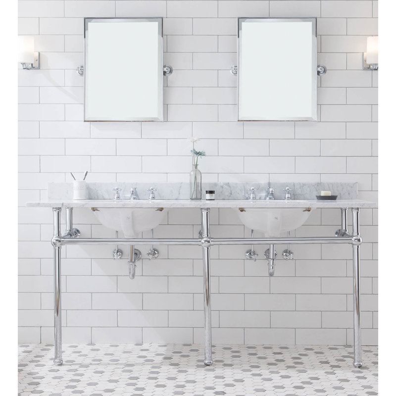 Copeland 33" Tall Marble Oval Console Bathroom Vanity with Faucet and Overflow, Chrome