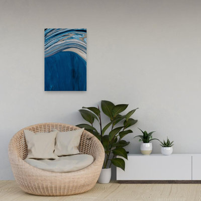 Blue Wave Symphony Abstract Contemporary Modern Ocean Wall Art Print
