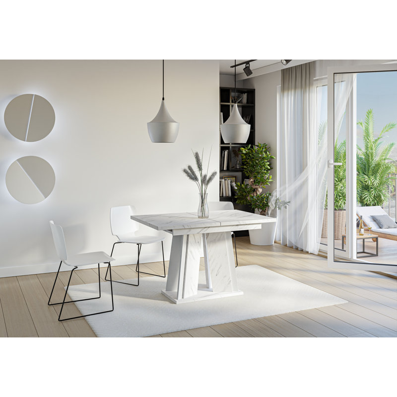Doha Table Extendable Dining Table, Bianco Marble White
