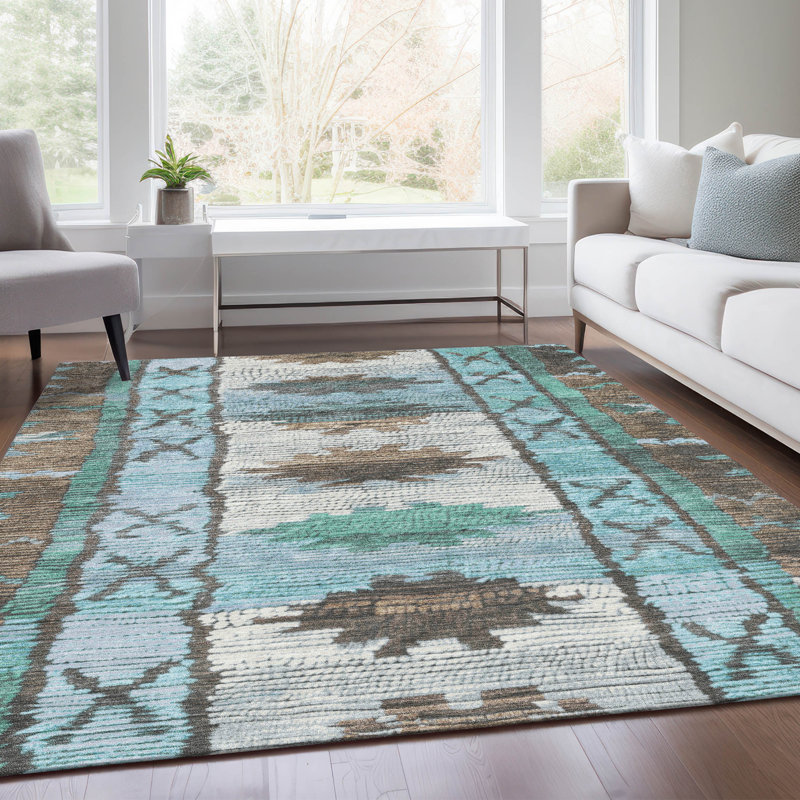 Tapis intérieur / extérieur brun lavable à la machine Xhevrie, Rectangulaire 8 pi x 10 pi