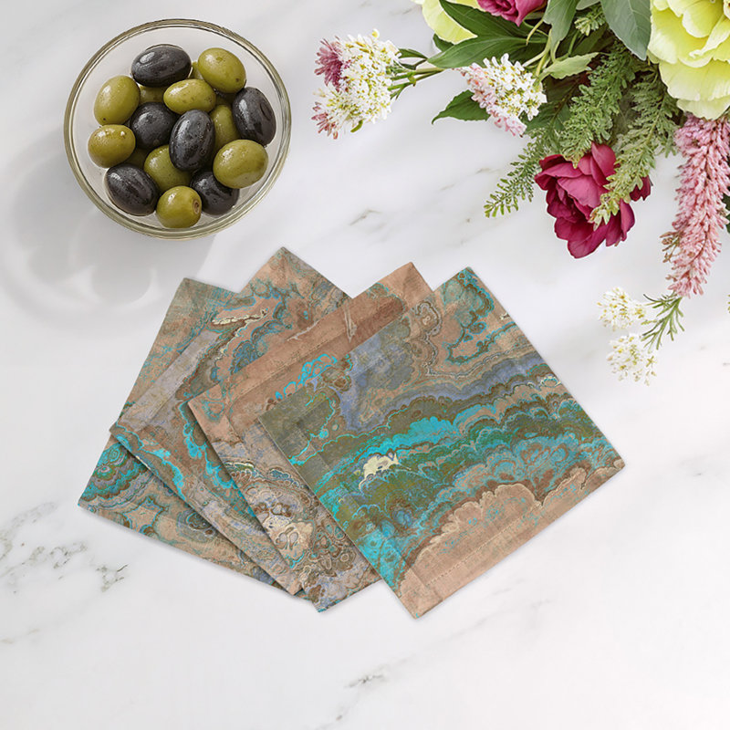 Serviettes cocktail en satin de coton Agate, Argile