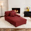 Upholstered Corduroy Modular Chaise Lounge With Armrests & Throw Pillows-212234366-212234367