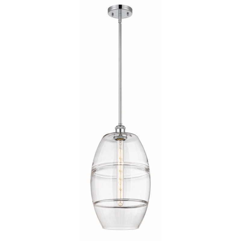 Luminaire suspendu à 1 tige Ballston Bettylou-516-G557, H 18,5 po x l 10 po x P 10 po, Transparent, Chrome poli