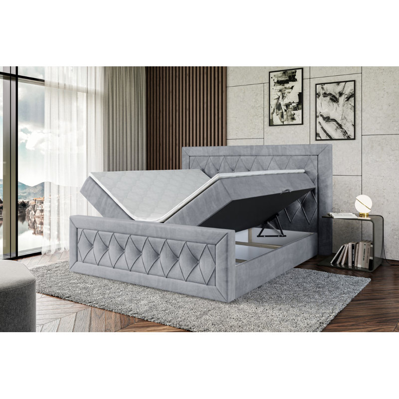 Fabric Bed, 140 x 200cm, in Grey