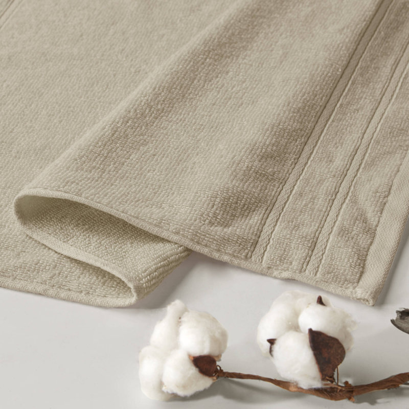 Luxury 12-piece Beige Bath Towels Set, 100% Cotton, Quick-dry & Plush For Home Spa