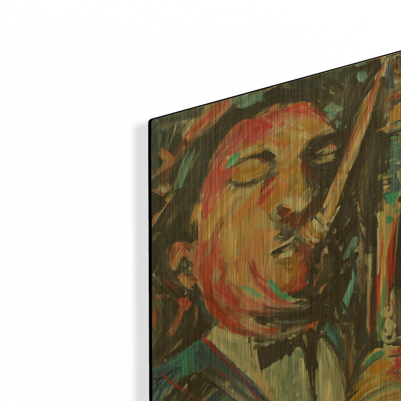 Tableau mural en métal doré « Sax Man » par JD, 30,5 x 40,5 cm, 12 po x 16 po
