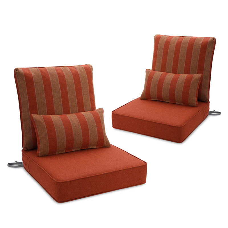 Ensemble de coussins de siège d'extérieur, Rayures rouges, L 23 po x P 25,5 po