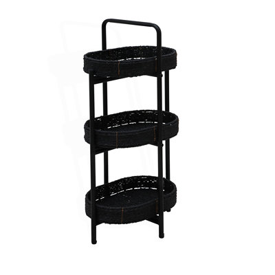 3 Tiers Tray Table, Paper Rope Woven Side Table