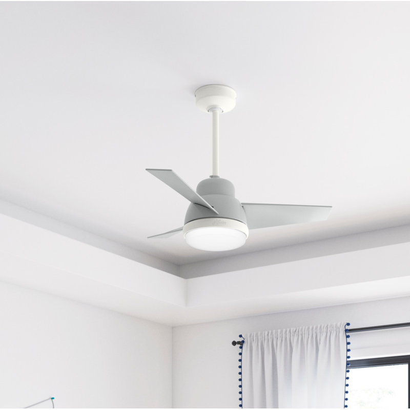36" Valda 3 - Blade LED Standard Ceiling Fan with Remote Control and Light Kit Included, Dove Gray